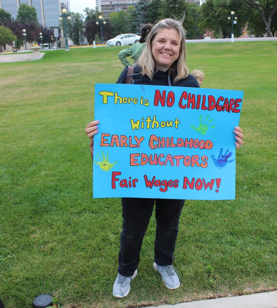 person holding a sign