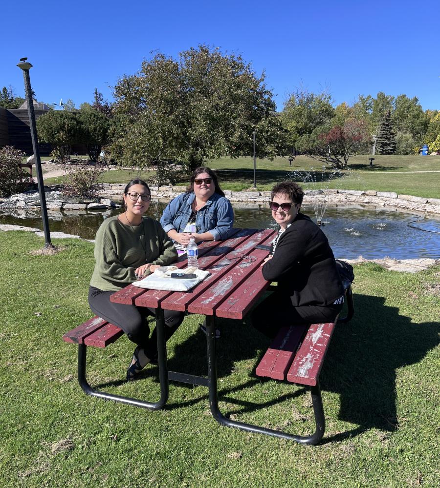 group at picnic table