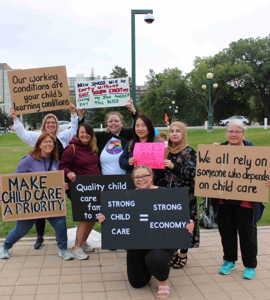 sign holders at rally