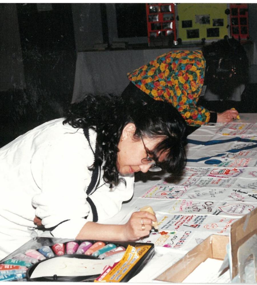 writing on a quilt