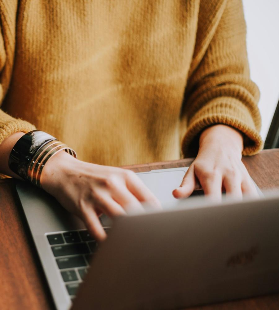 person using laptop